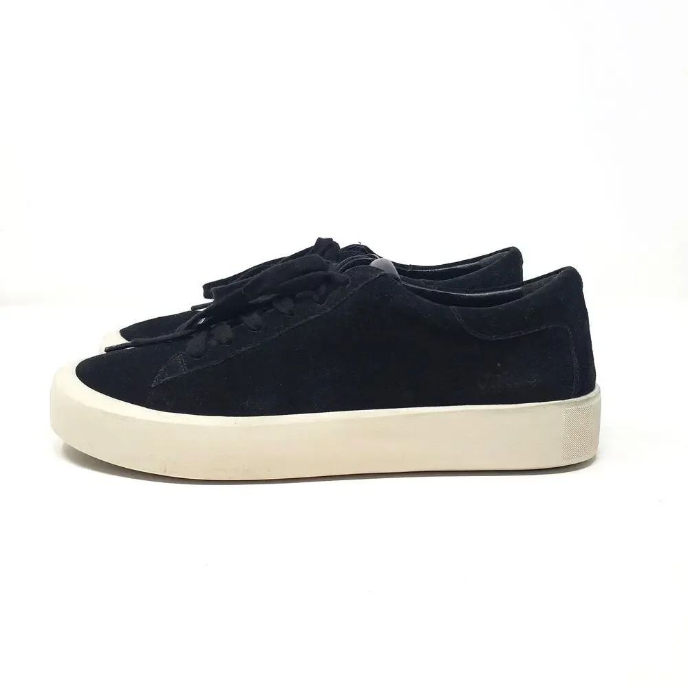 Vince Gabi Lace Up Sneakers Fashion Shoes Black Suede Leather Casual Size US 6.5